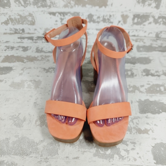 New Nordstrom Anita Leather Peach Platform Ankle Buckle Sandals A136 - Picture 4 of 12